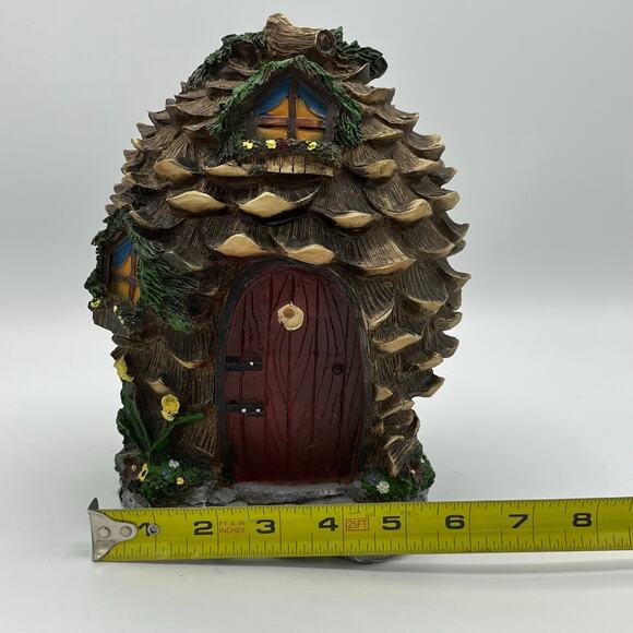 HearthSong Fantastical Resin Fairy Village Pinecone House 9" w/ 4 Fairy Figures - Picture 11 of 11